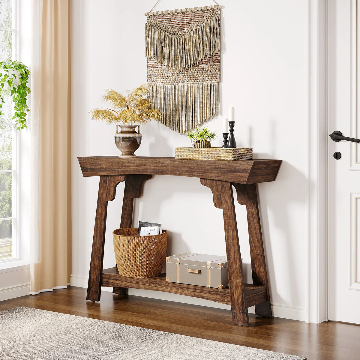 Tribesigns Wooden Entryway Console Table With Storage Shelf