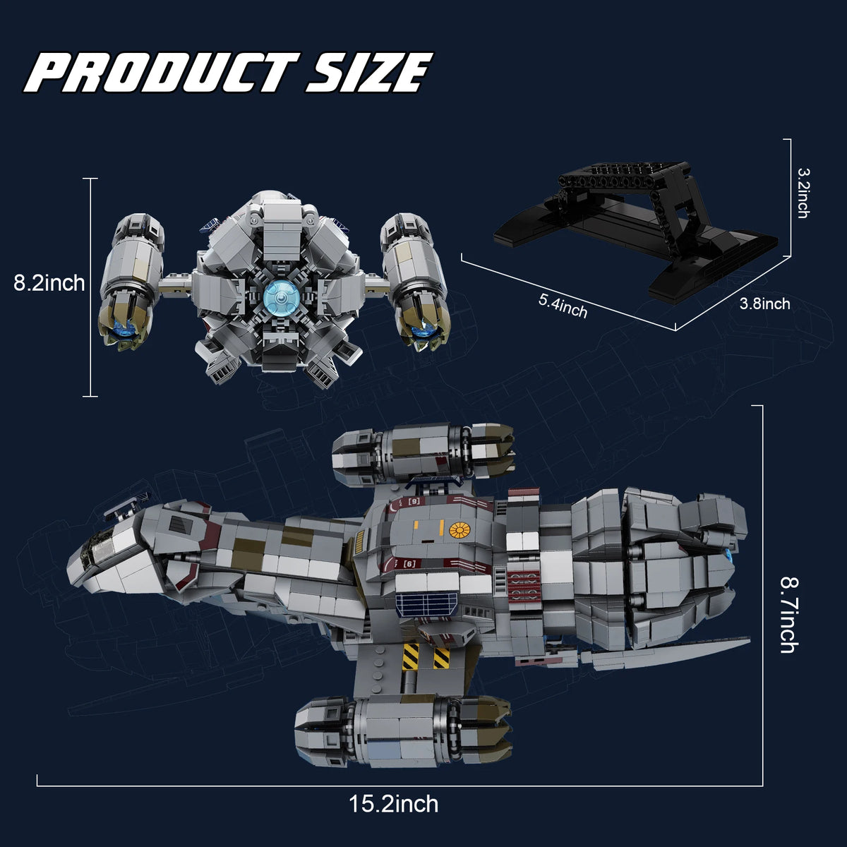 Firefly Class Spaceship Shuttle Building Blocks With Display Stand