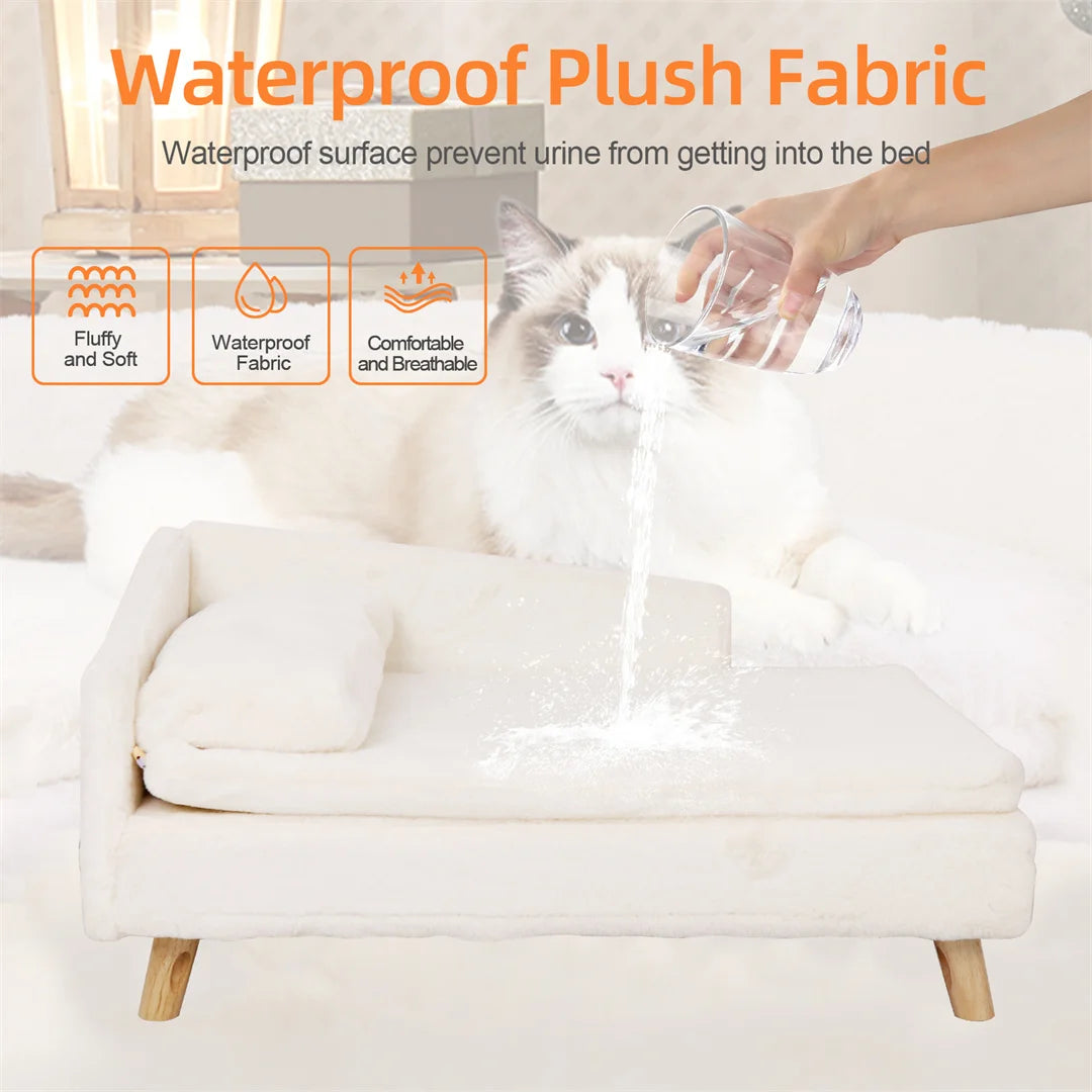 L Shape Pet Sofa Bed With Waterproof Rubber Wood Legs