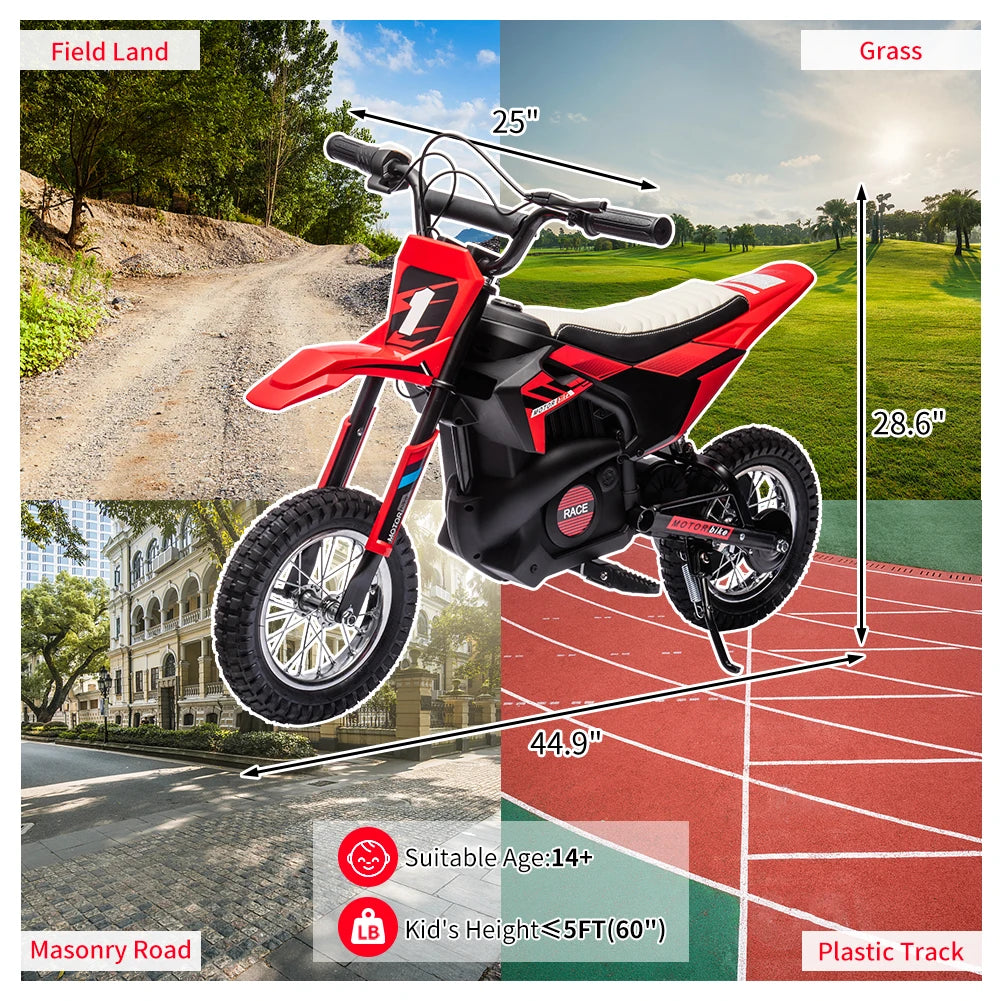 24V 7Ah Kids Ride on Motorcycle,13.6MPH Fast Speed Electric Battery-Powered Off-Road Motocross with 250W Strong Motor,Disc Brake