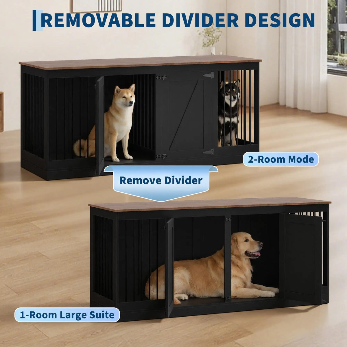 Modern Farmhouse Style Dog Crate TV Stand For Home