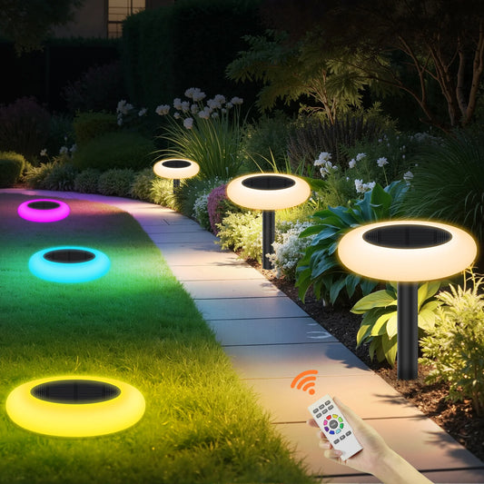 Intelamp Outdoor Solar Garden Pathway Lights Dusk To Dawn Led