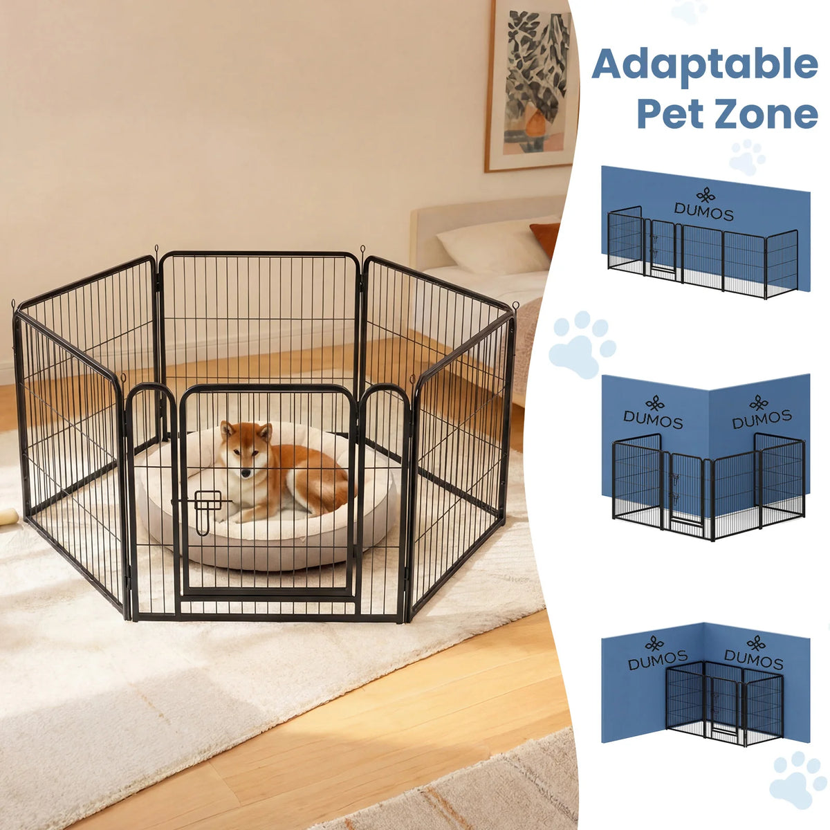 JHK Foldable Metal Dog Playpen Sturdy Outdoor Exercise Fence