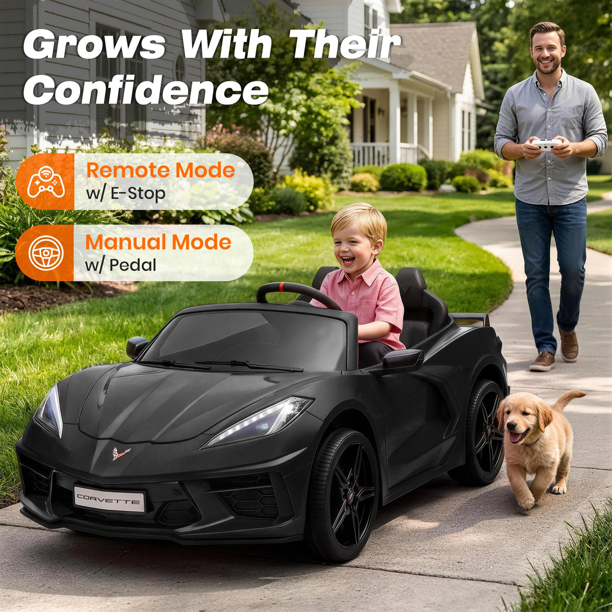 24V Ride on Licensed Chevrolet Corvette C8 Ride on Car Toys W/800W Motor, 2 Seater, Remote Control, 4 Wheels Shock Absorption, Soft Start, Led Light, 24Volt Electric Power Ride on for Big Kids