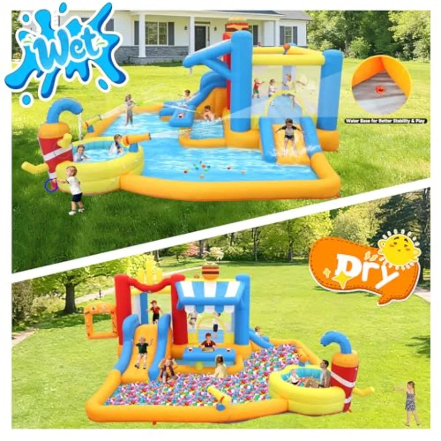 OLOEY Inflatable Water Slide Bounce House With Splash Pool