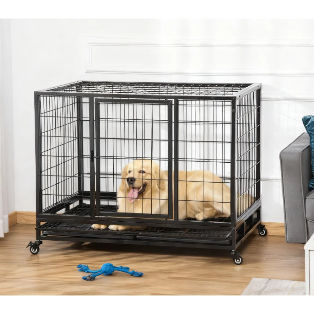 Elevated Wooden Dog House With Weatherproof Porch And Openable Roof