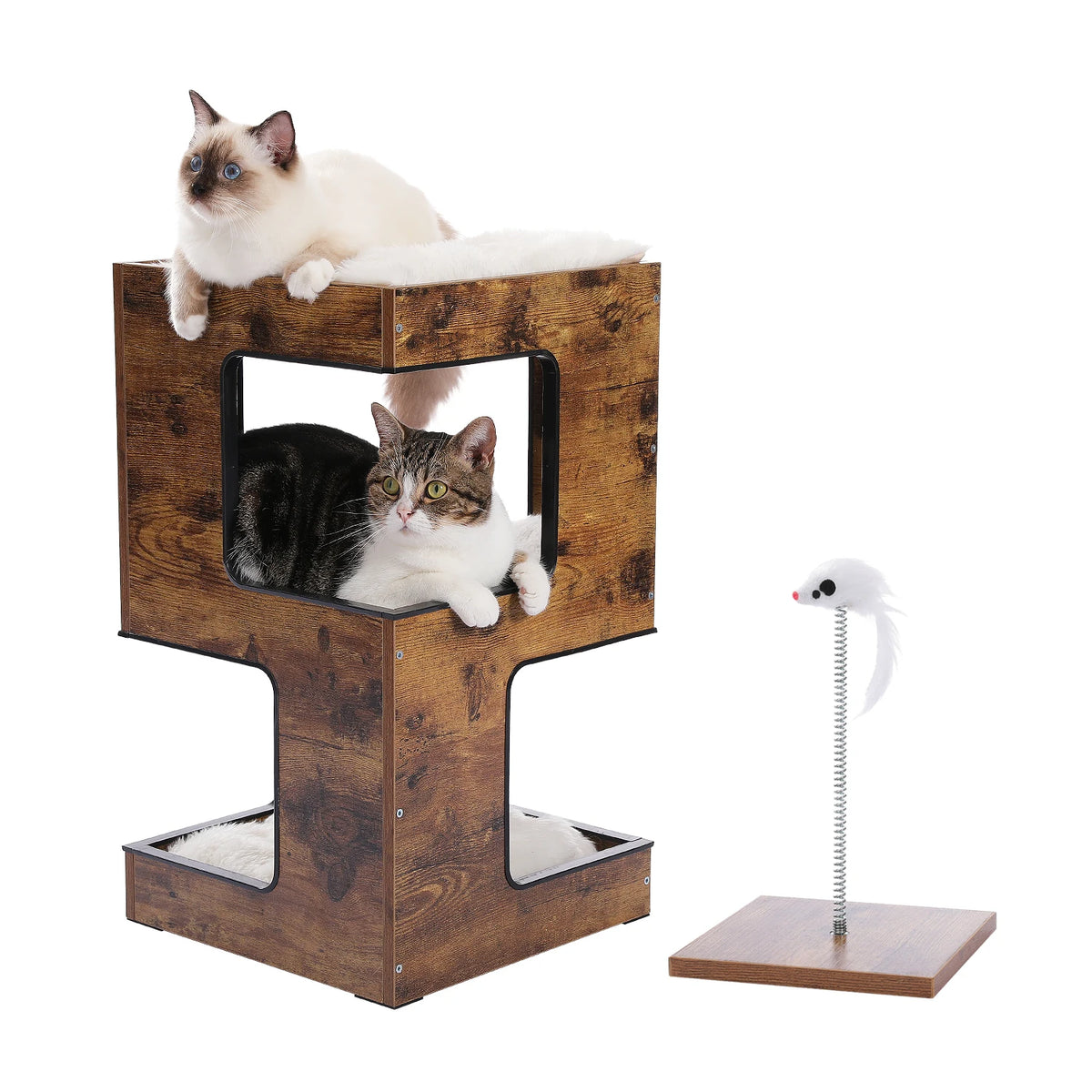 PAWZ Road Modern Wood Cat Condo With Removable Scratching Pad