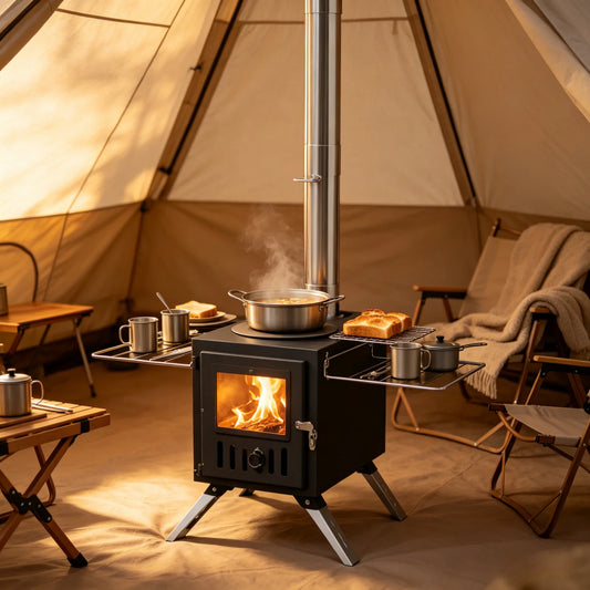 Portable Stainless Steel Wood Heating and Cooking Camp Stove