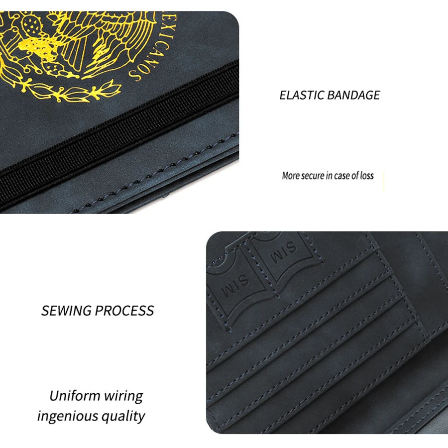 Mexican Passport Cover Synthetic Leather Travel Document And Card Holder