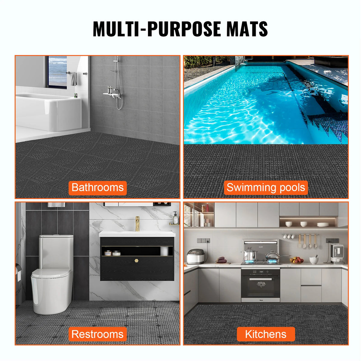 SucceBuy Interlocking Drainage Floor Tiles Non Slip Bathroom