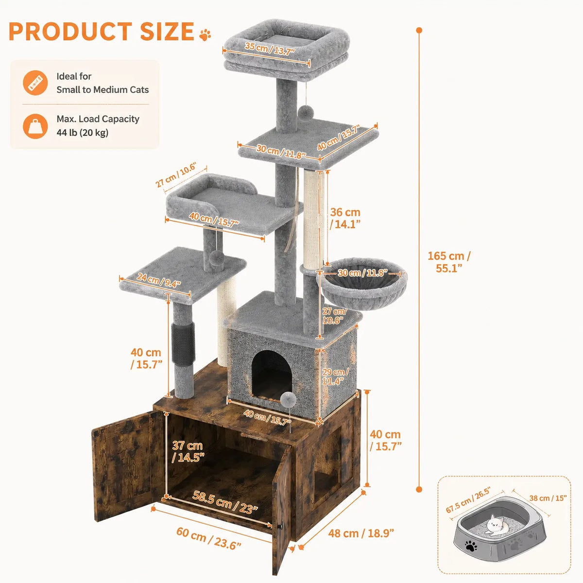 Contemporary Cat Condo With Hidden Litter Box And Scratcher