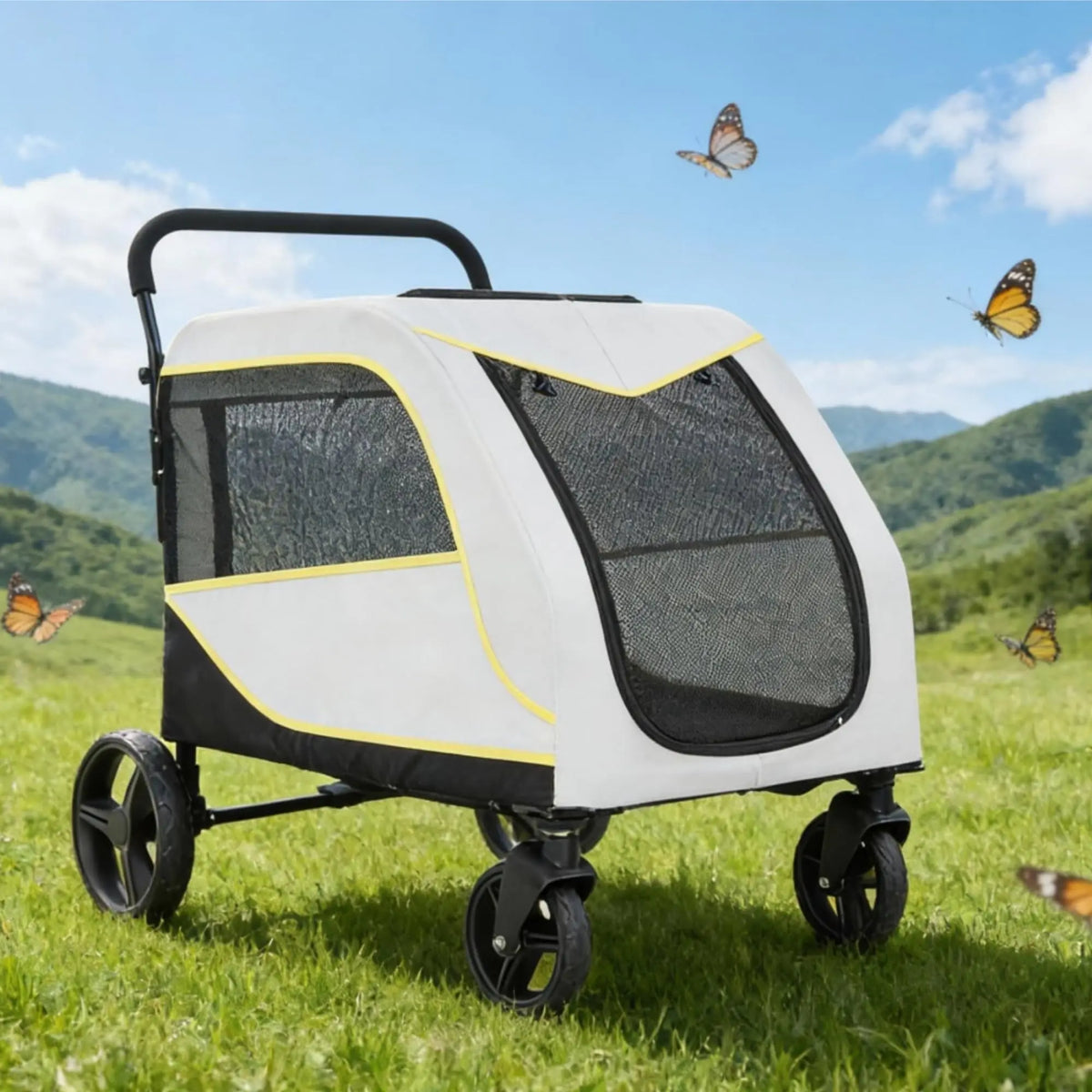 Collapsible Dual Entry Dog Stroller For Large And Medium Pets