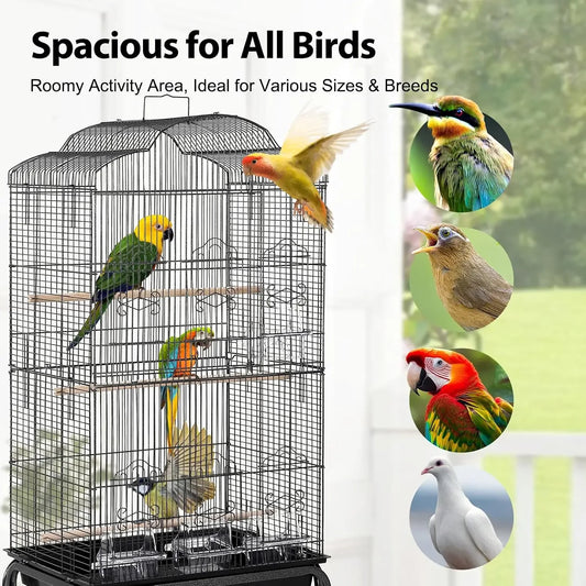 Victorian Wrought Iron Bird Cages With Play Top Parrot Enclosure