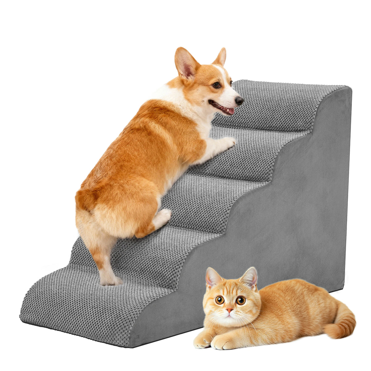 High Density Foam Dog Stairs With Curved Non Slip Design