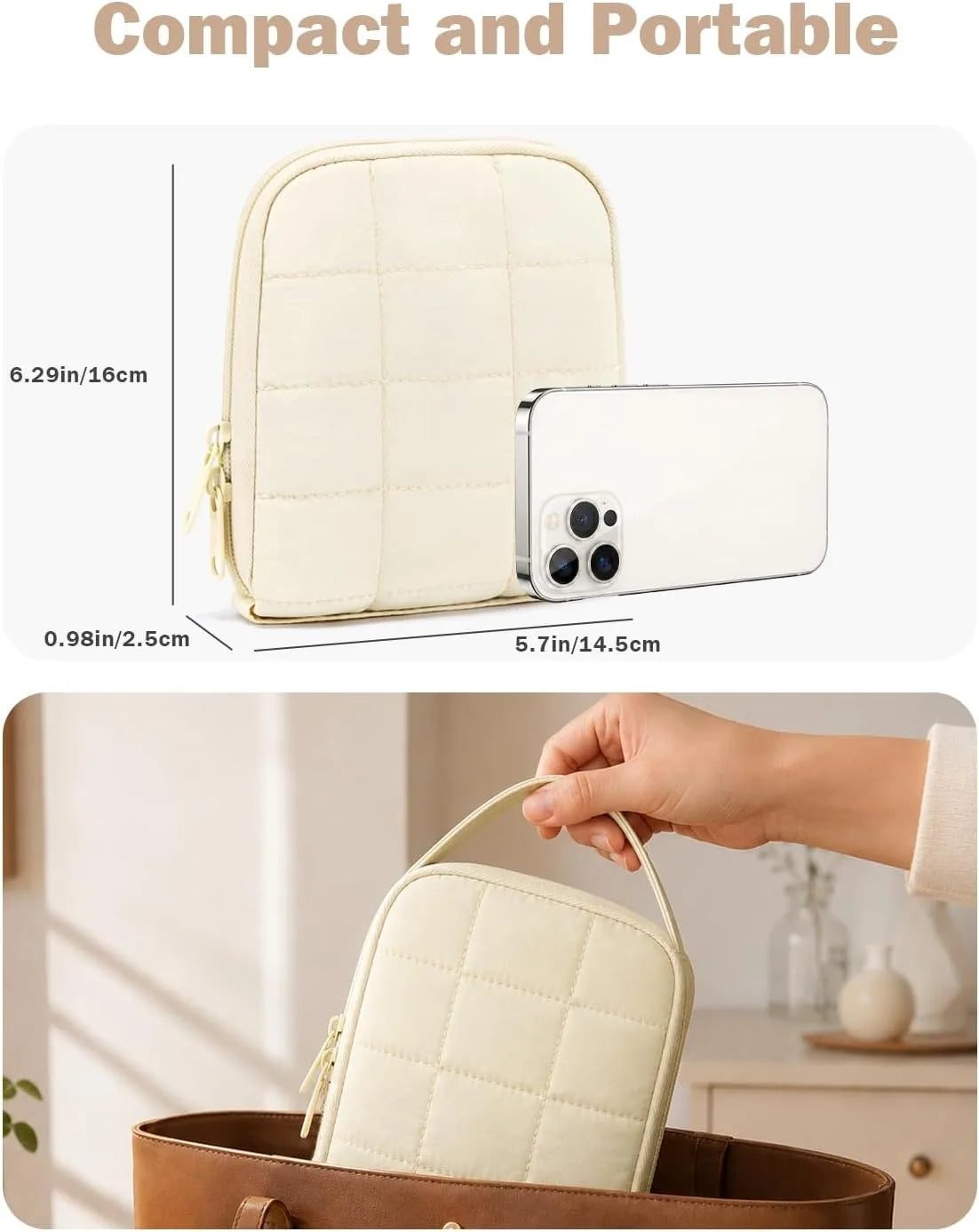 Compact Travel Jewelry Organizer With Necklace Holder Zipper Closure