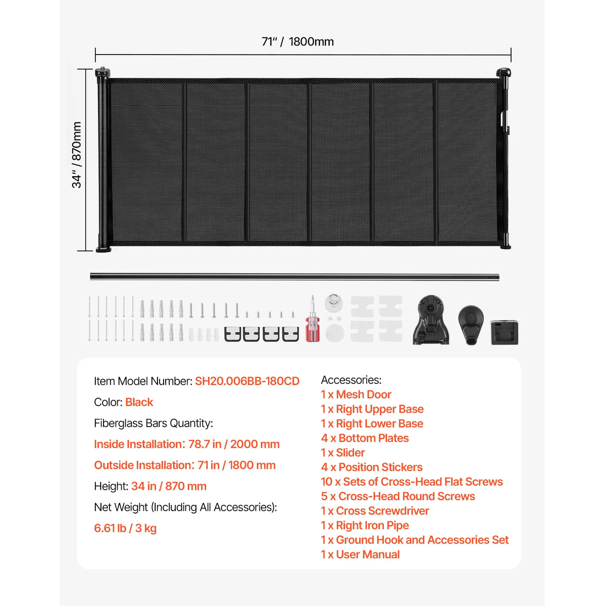 SucceBuy Retractable Baby And Pet Safety Gate For Doorways