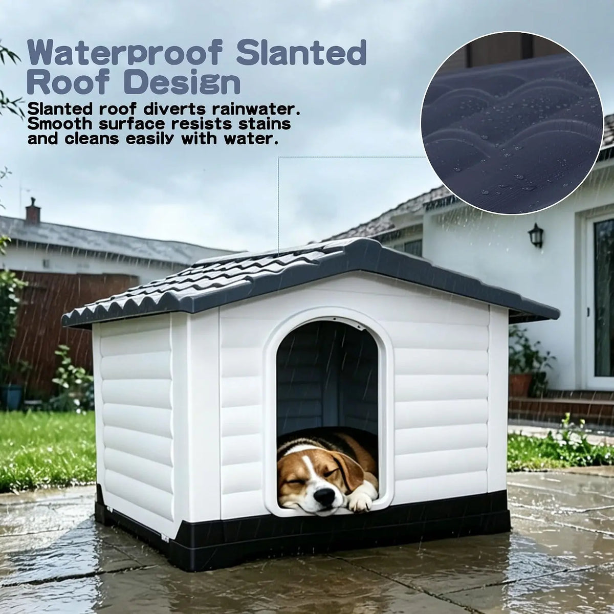 TwisterCK Waterproof Double Door Elevated Dog House With Foldout Porch