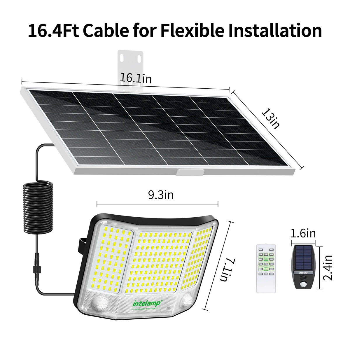 Intelamp Solar Dual Sensor LED Flood Light With Backup Battery