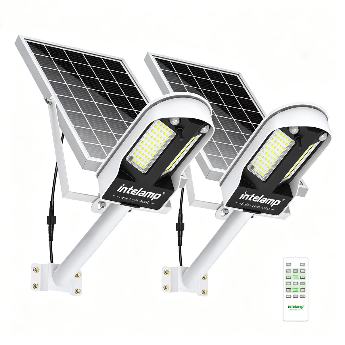 Intelamp Long Battery Life 12500mAh Solar Street Lights Outdoor With Super Large Solar Panel For Garden Street Path Pole Mounted
