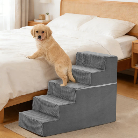 JHK Padded Foam Dog Stair Ramp With Non Slip Design