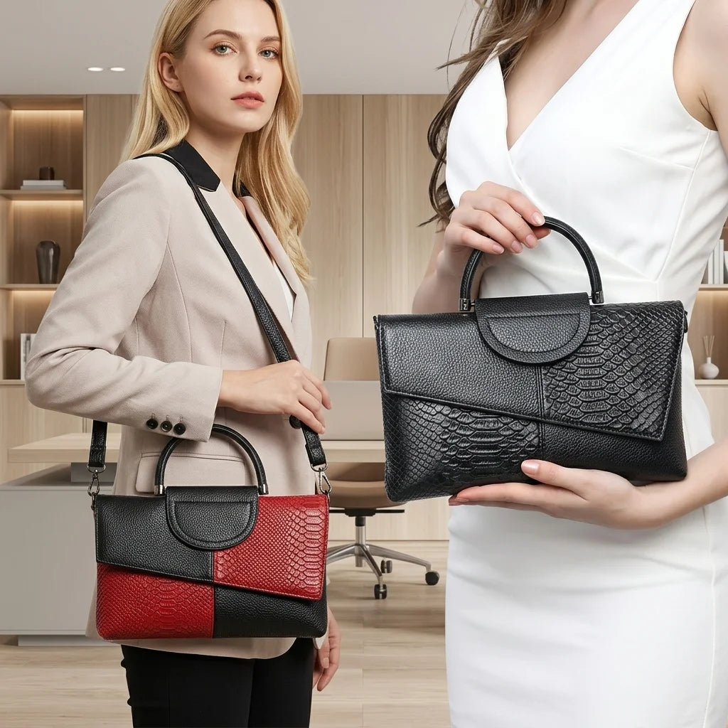 Womens Crocodile Pattern Elegant Messenger Shoulder Crossbody Bag