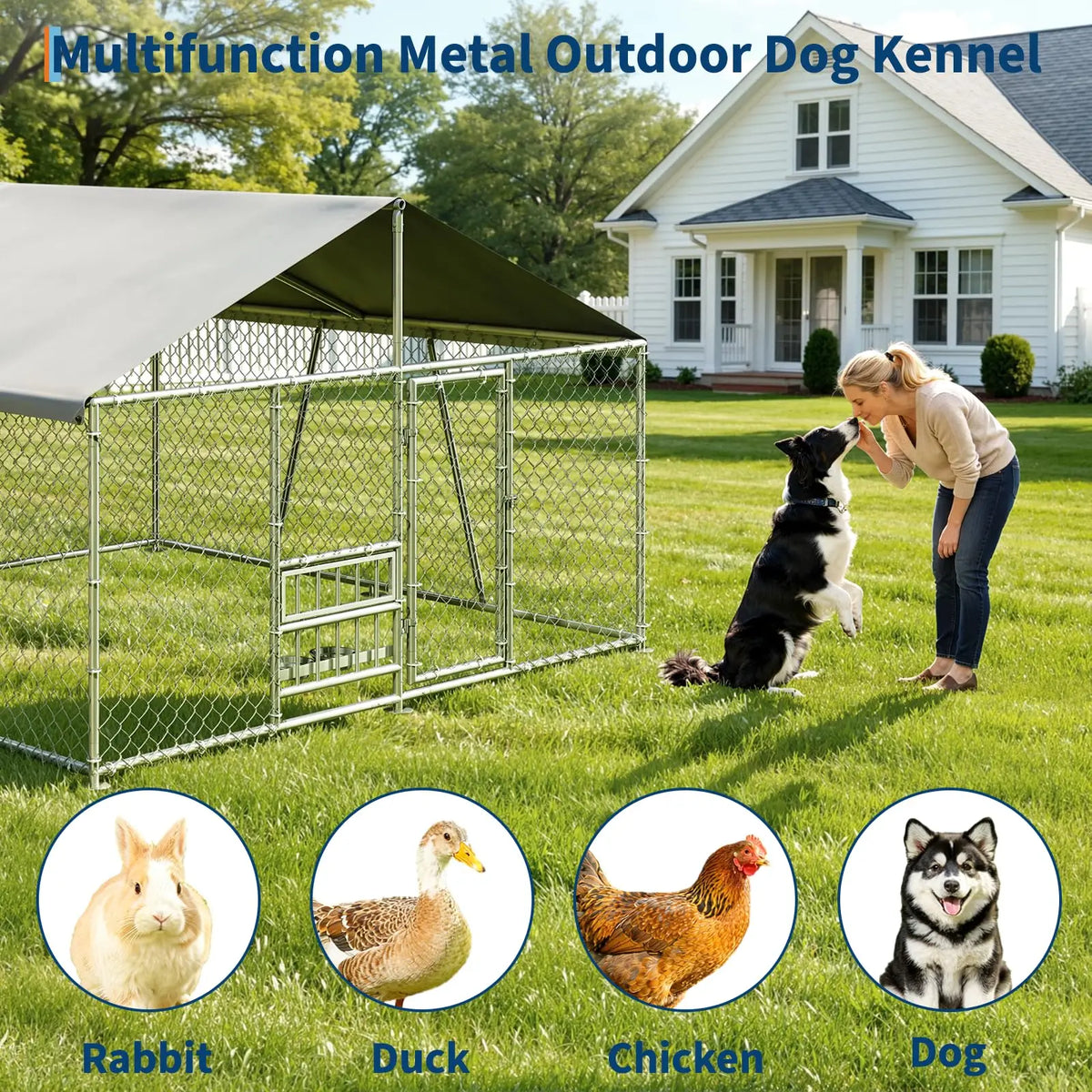 DishyKooker Heavy Duty Lockable Galvanized Outdoor Dog Kennel