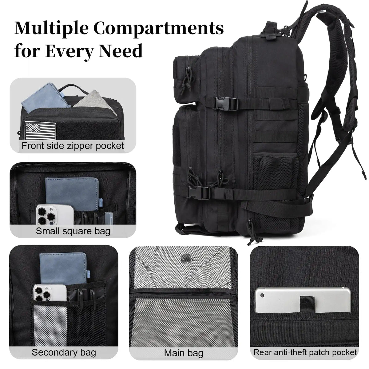 Kabaqoo Waterproof Tactical Hiking Backpack for Outdoor Travel