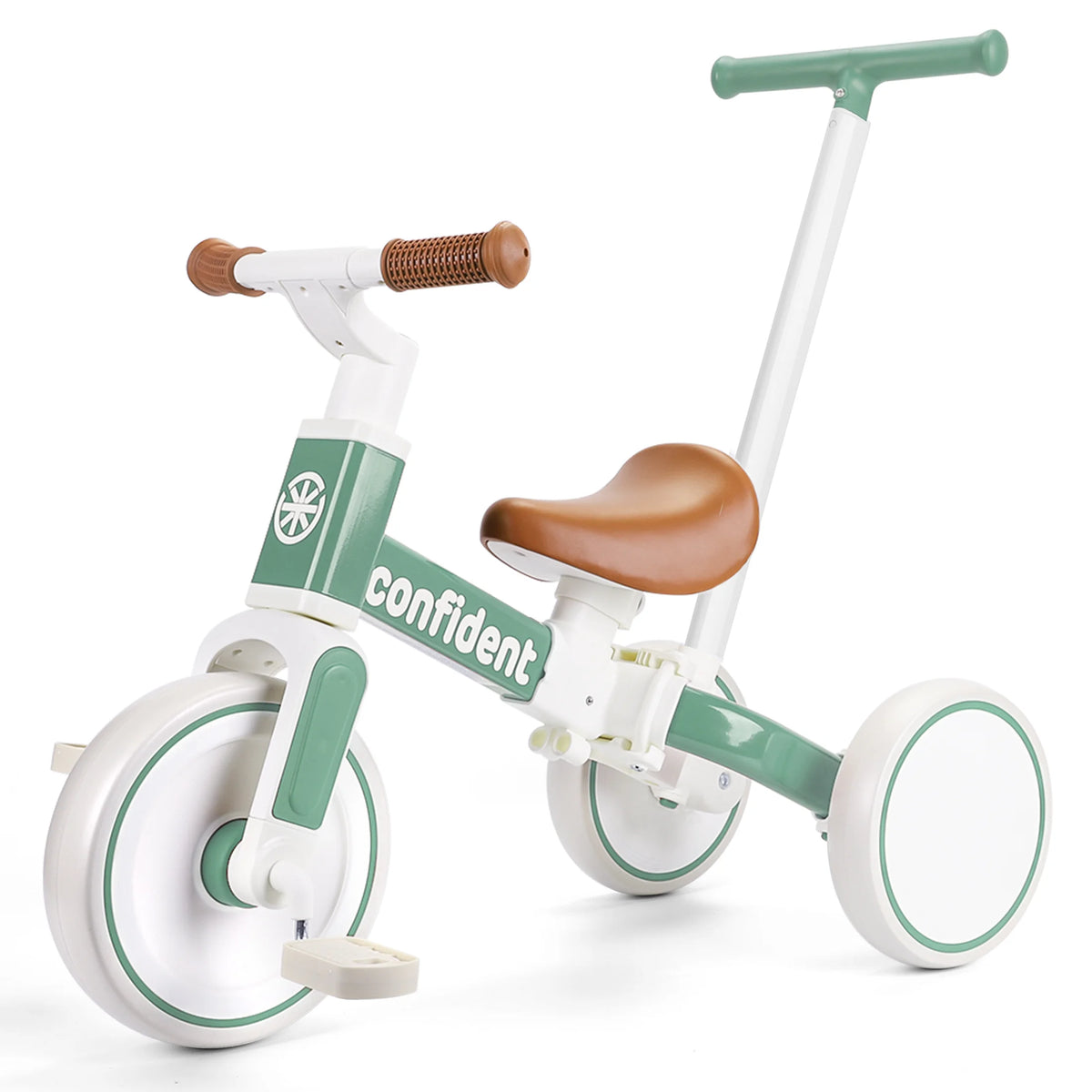 3 in 1 Toddler Tricycle for Girls, Convertible Kids Balance Bike with Removable Push Handle, Soft PU Seat, Quiet EVA Wheels & Carbon Steel Structure, Anti-slip Handlebar Ride On Toy, Birthday Gift for 1 2 3 4 Year Old