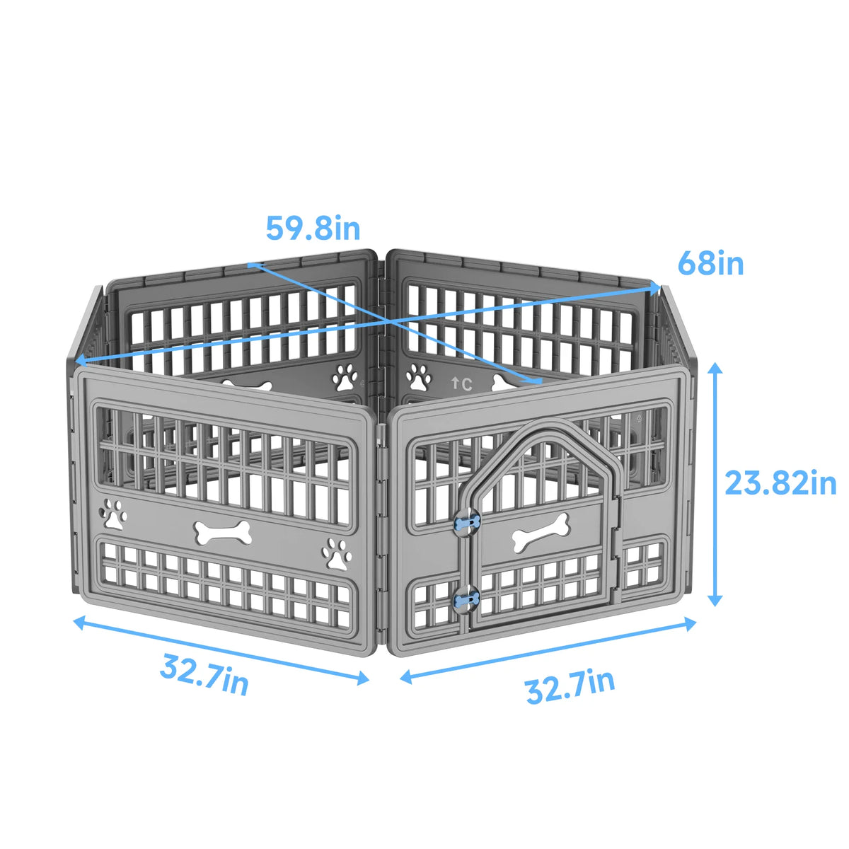 Foldable Hexagonal Dog Playpen With Secure Lockable Door
