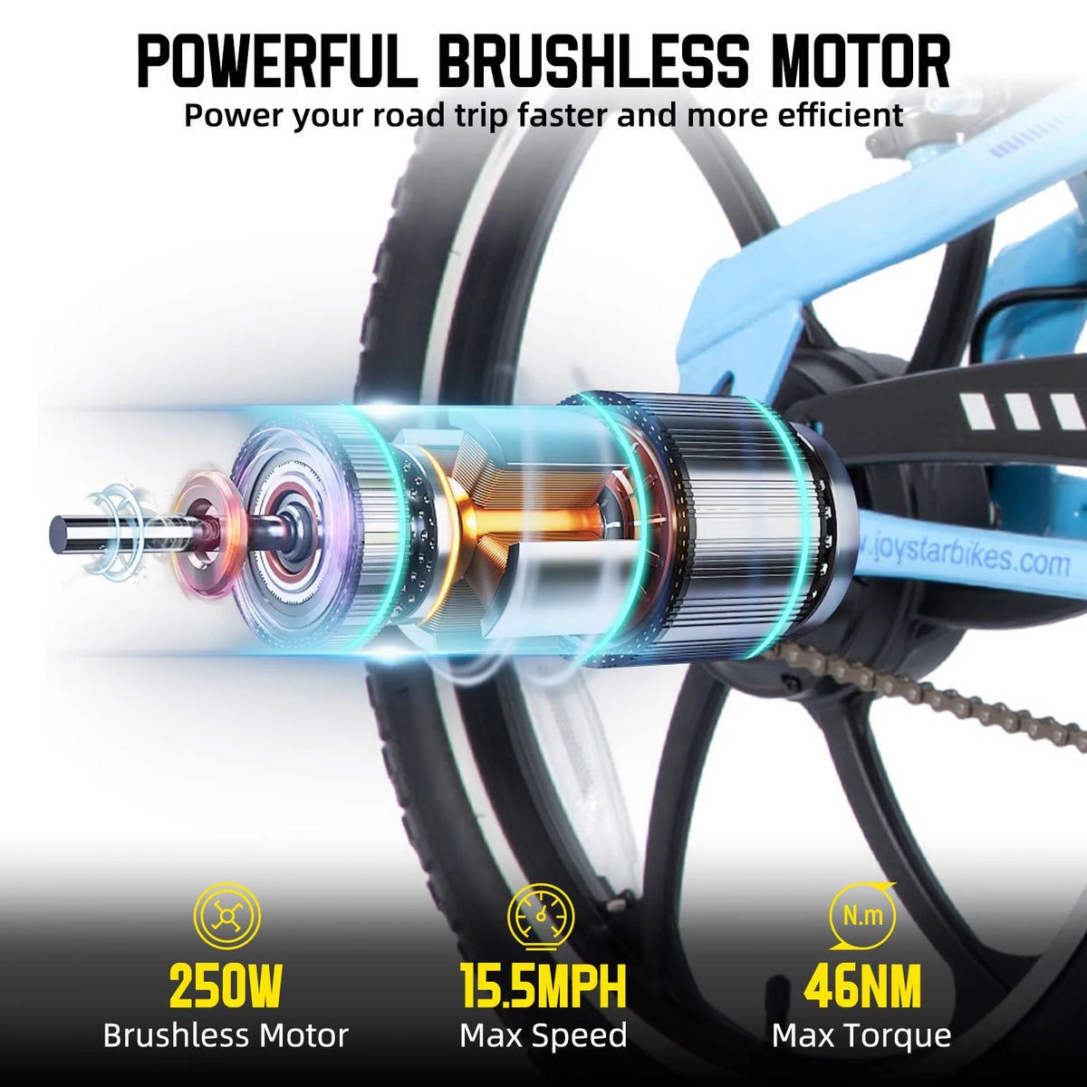JOYSTAR 20 Inch Electric Bike for Kids & Teens Ages 7+ 250W Brushless Motor 15 Miles 15.5MPH Electric Mountain Bicycle Removable Battery Dual V-Brakes