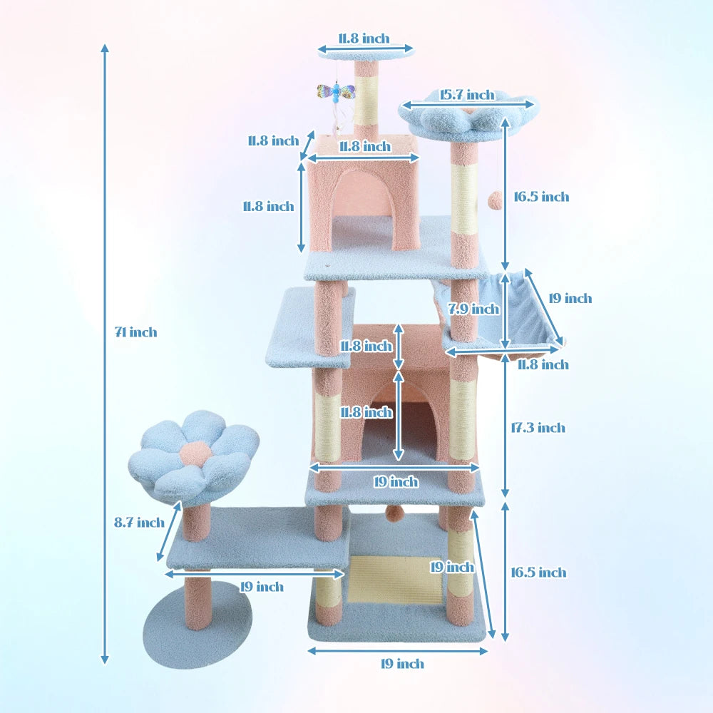 Multi Level Cat Tree With Cozy Condo And Soft Hammock