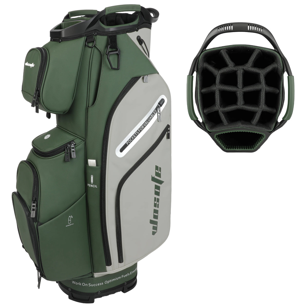 Lightweight PU Leather Golf Cart Bag With Multiple Pockets