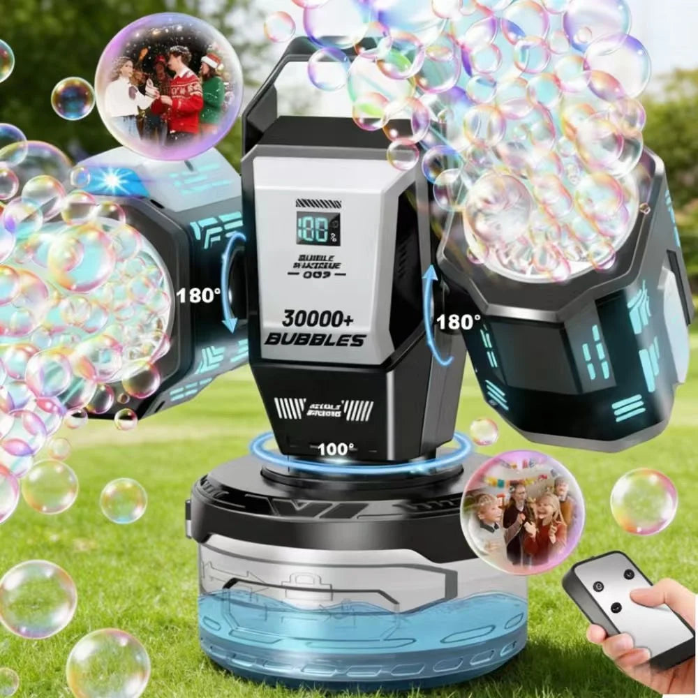 BELEMAR 2026 RC Rotating RGB Bubble Machine, Type-C Rechargeable, 30000 Bubbles/Min. Perfect for Weddings, Parties, Christmas, Halloween Presents