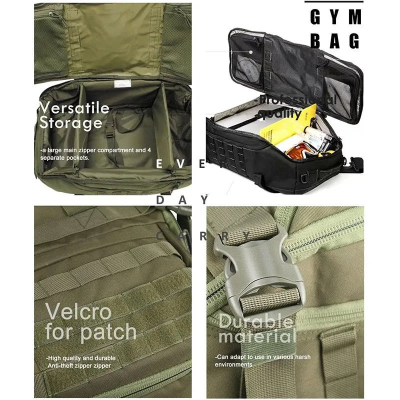 LQARMY Waterproof 3 Way Duffel Bag Large Capacity Travel Tote