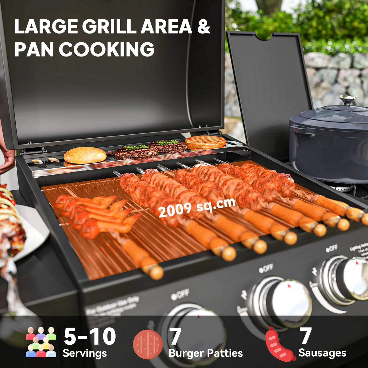 Outsunny 3 Burner Gas Grill With Side Burner And Shelves