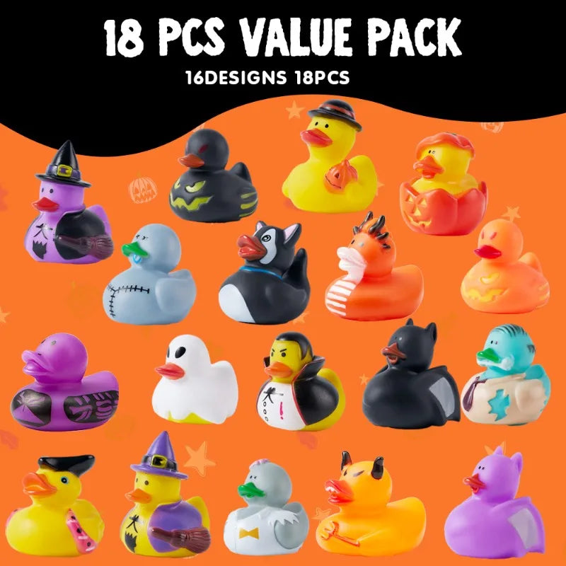 18Pack Rubber Ducks Halloween Party Favors Goodie Bag Fillers Classroom Prizes & Decorations, Halloween Toys for Trick or Treaters