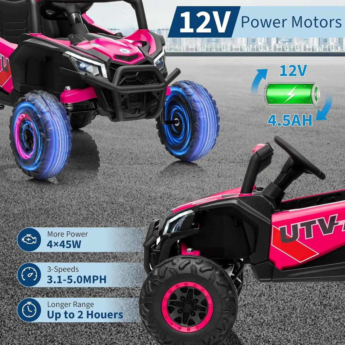 12V Ride on Toys, Battery Powered Electric Vehicle for Kids, Toddler Ride on Truck SUV with Parental Remote Control, 4 Wheels, Music, 66 LBS Capacity for Boys and Girls