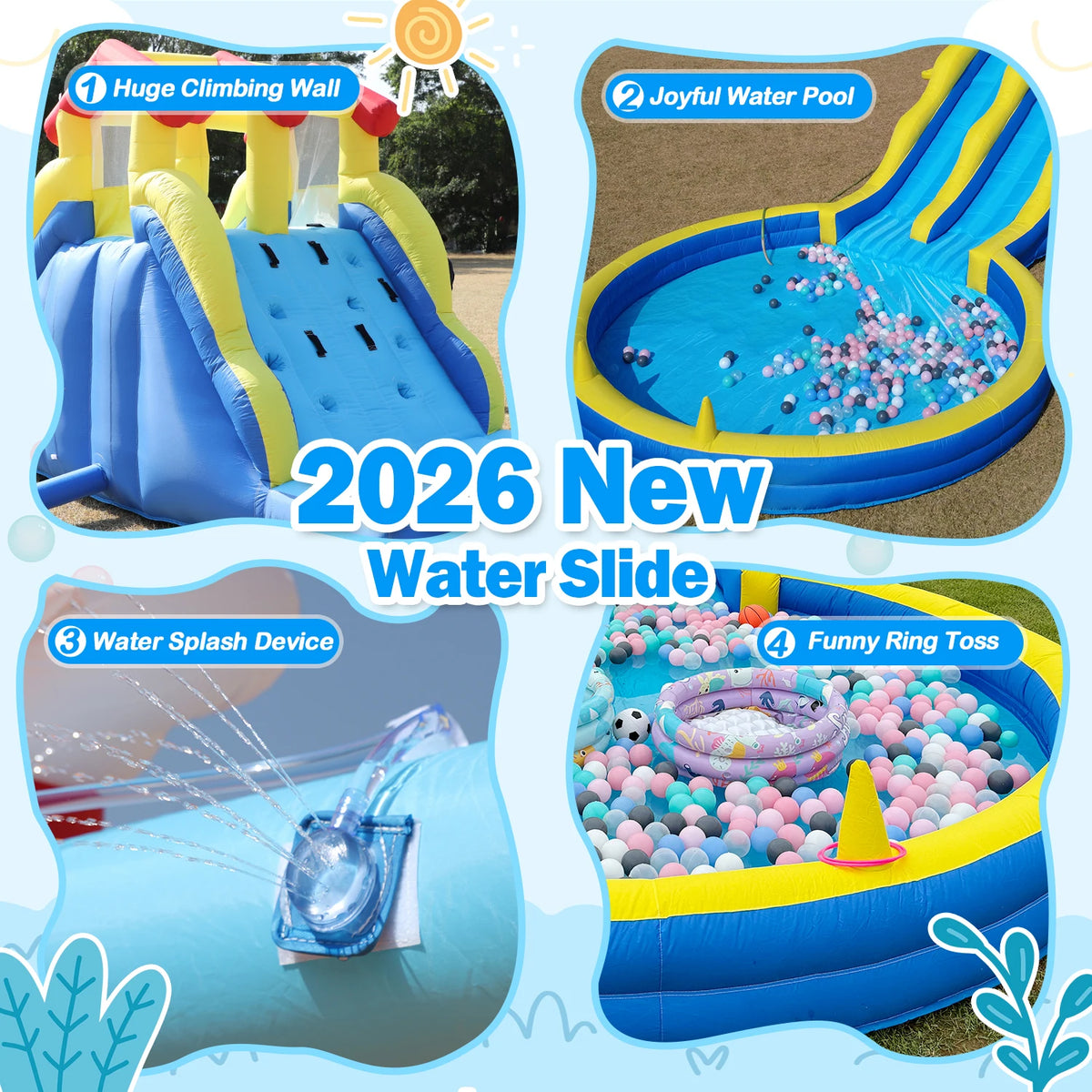 Giant Inflatable Double Water Slide with Splash Pool, 26.5x10.6x8.3ft, 2026 New Vibrant 2-Lane Bounce Slide for Adult Party, Family Gathering, Outdoor Backyard Summer Event