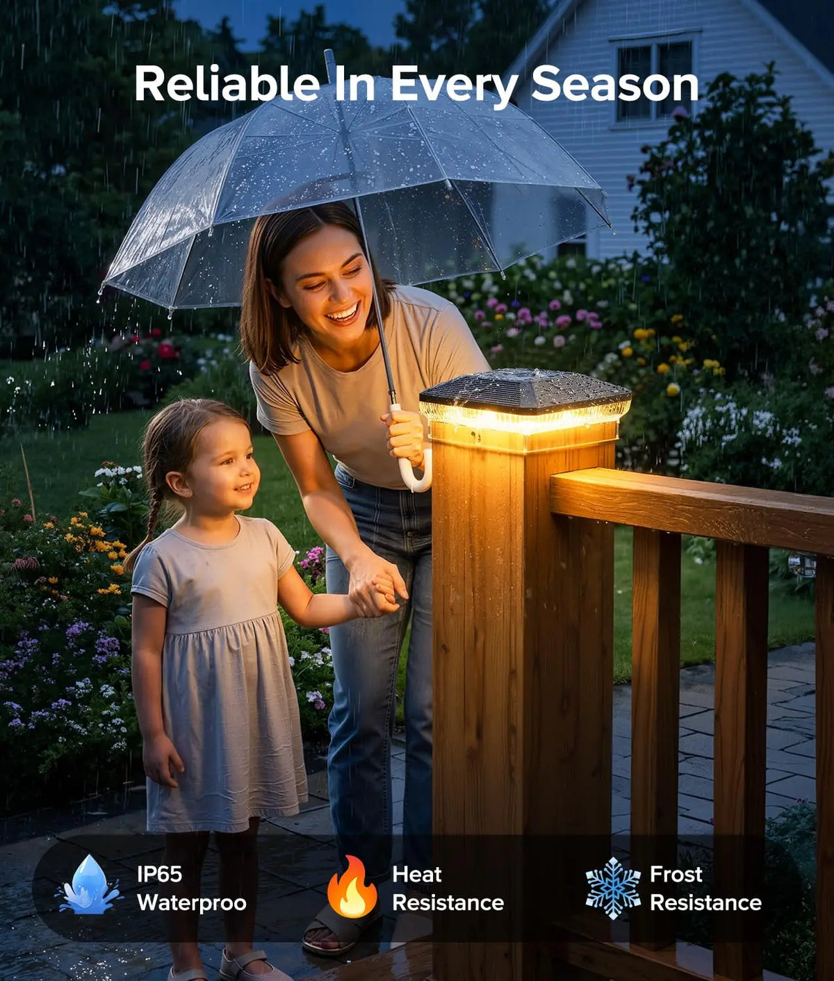 KPSTEK Solar Post Cap Lights Outdoor 3 Modes Waterproof Deck