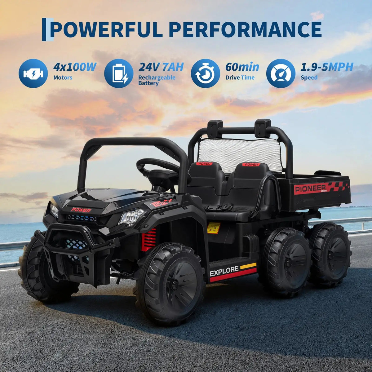 HiMISS 4WD Ride On Dump Truck With Parental Remote Control