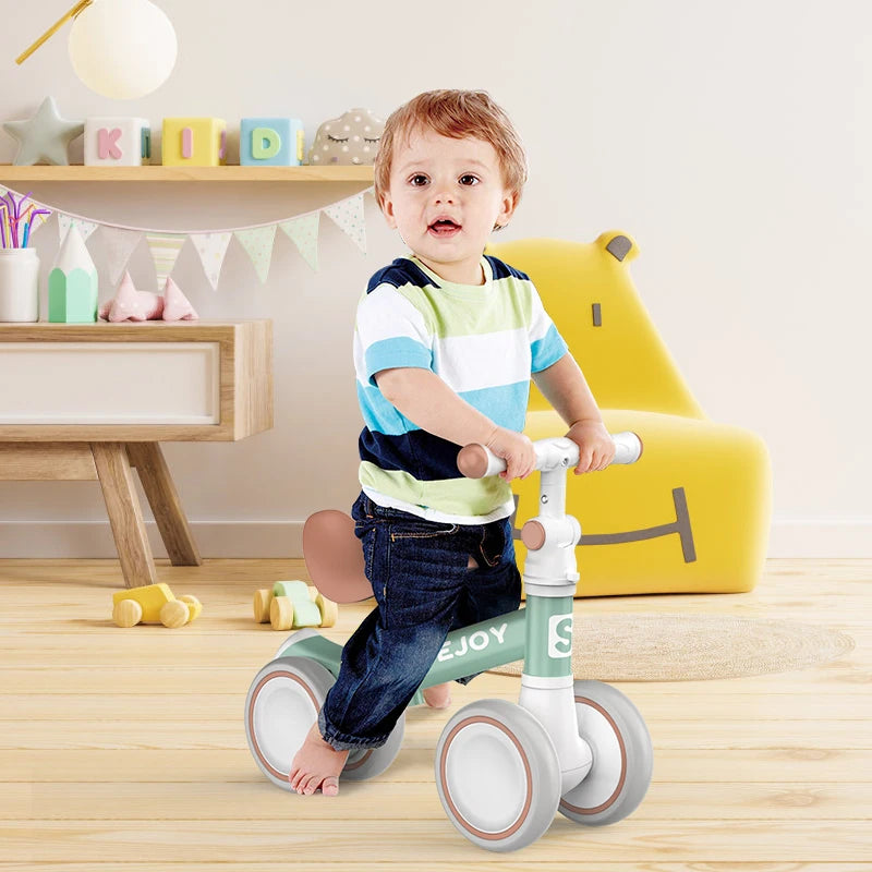 SEJOY Baby Balance Bike Ride Toy for Children,Pedal-free 4-Wheels Baby Toddler for 1-3 Year Lightweight Ride-on Walker for Boys Girls Birthday Gift