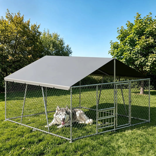 DishyKooker Heavy Duty Lockable Galvanized Outdoor Dog Kennel