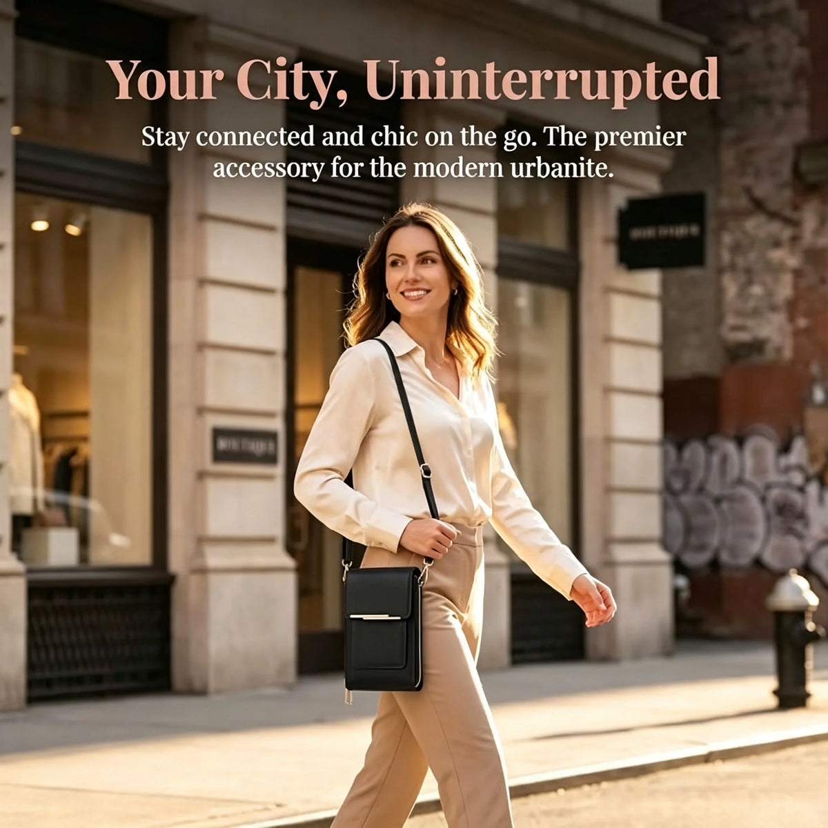 Touch Screen Cell Phone Crossbody Purse With Soft Leather Finish