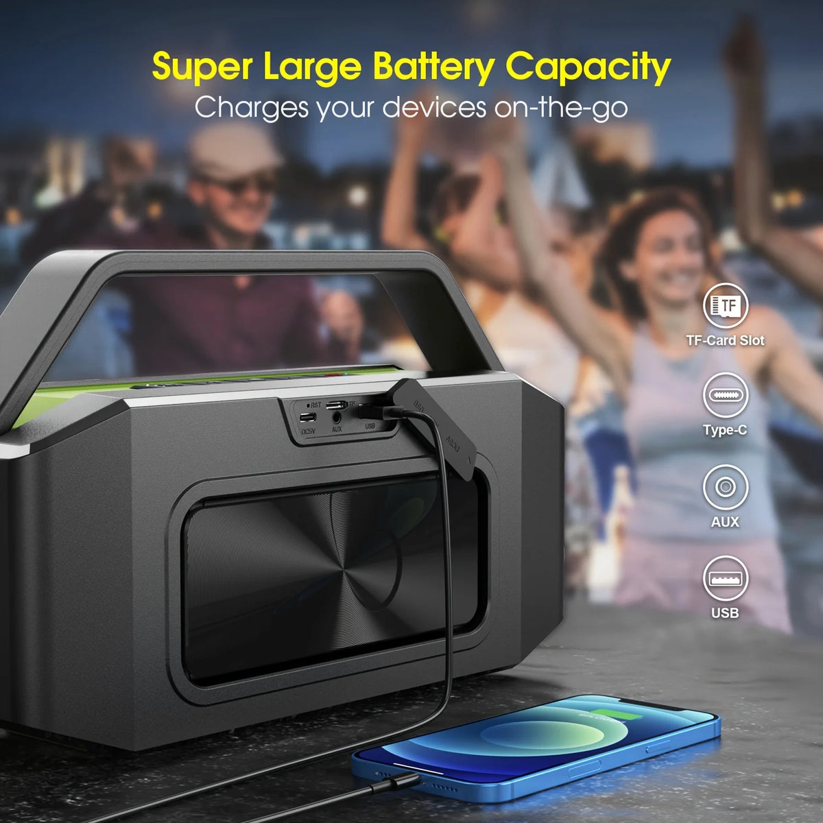 W-king D9-1 100W Peak Power Bluetooth Speaker Portable Wireless Waterproof