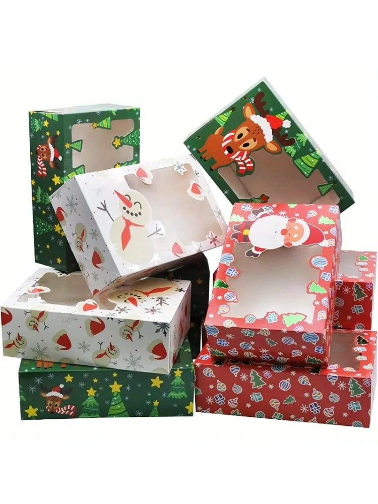 Joyfy Christmas Foil Treat Boxes With Window For Cookies and Pastries