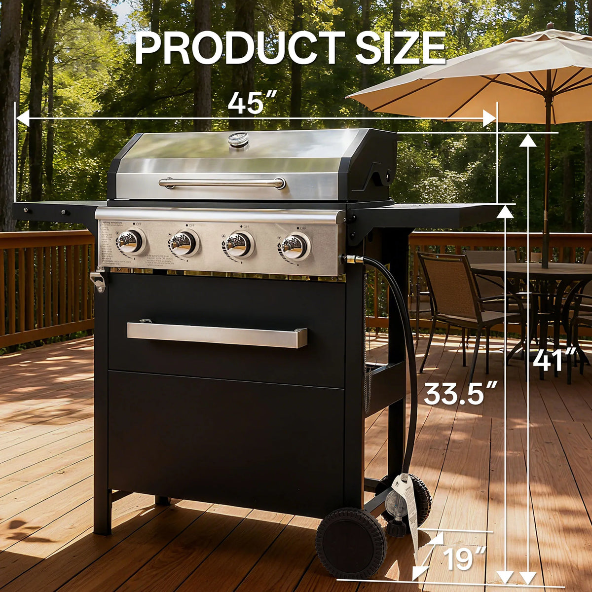 Stainless Steel Four Burner Propane Grill For Outdoor Use