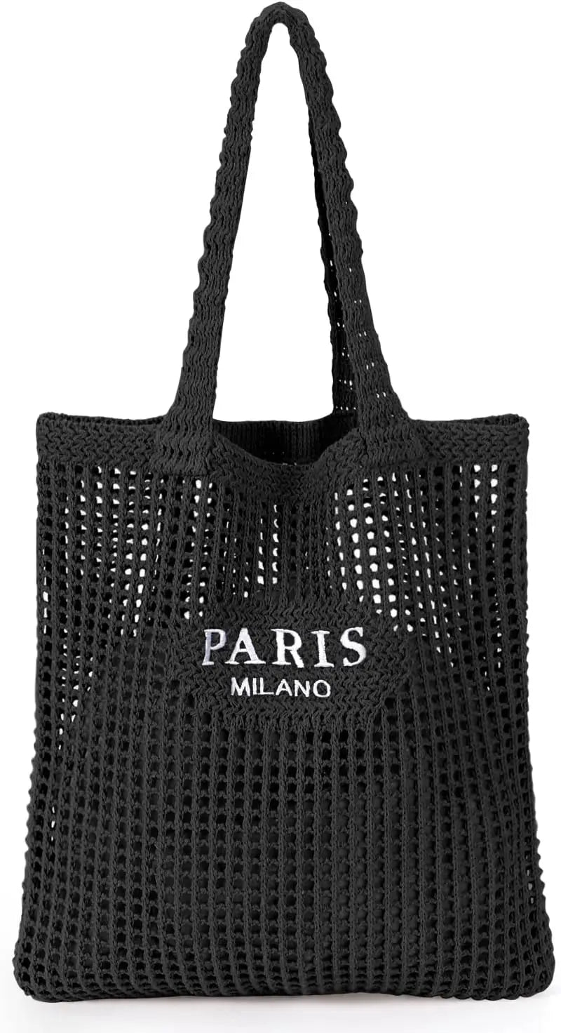 Hatisan Crochet Mesh Bohemian Tote Bag For Women Knit Purse