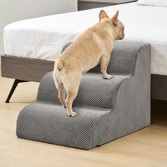High Density Foam Dog Stairs With Curved Non Slip Design