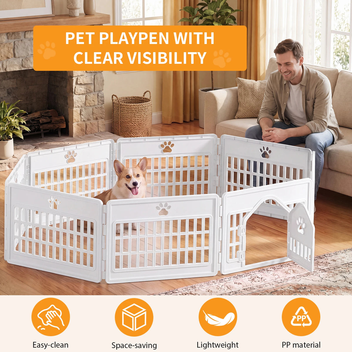 MCQ Durable Dog Playpen Foldable Expandable Pet Fence