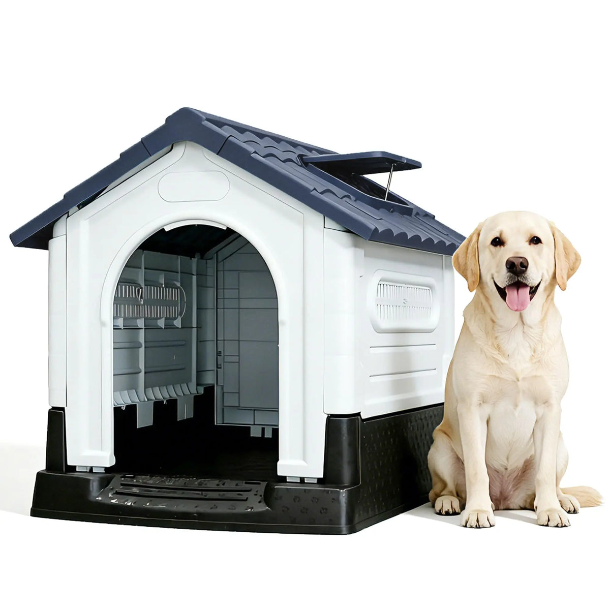 TwisterCK Waterproof Double Door Elevated Dog House With Foldout Porch